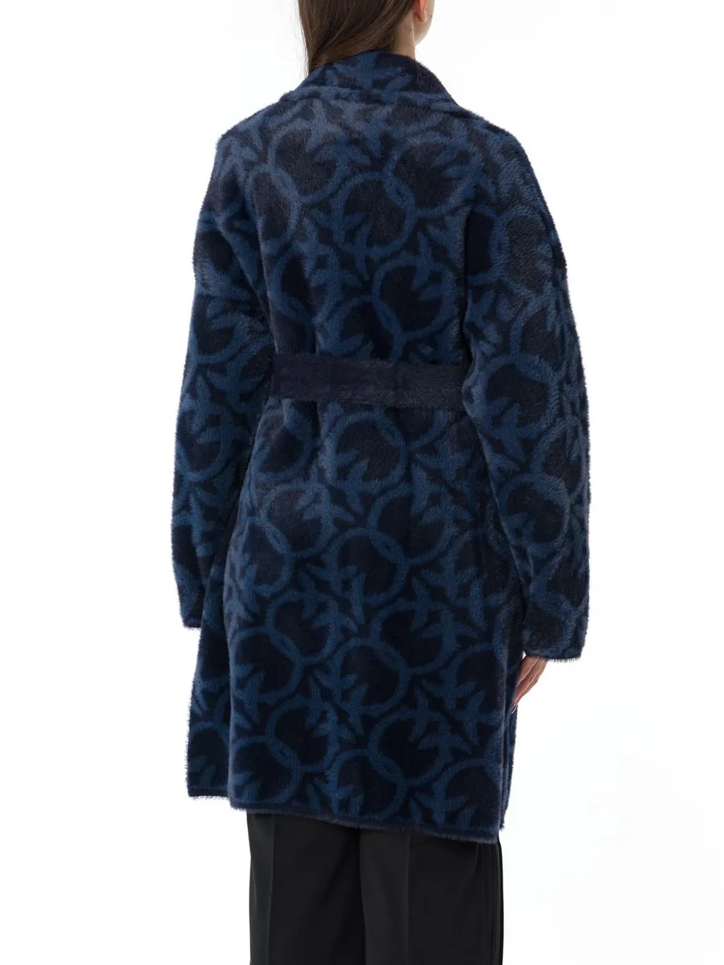 Pinko Pattern Belted Buttoned Coat