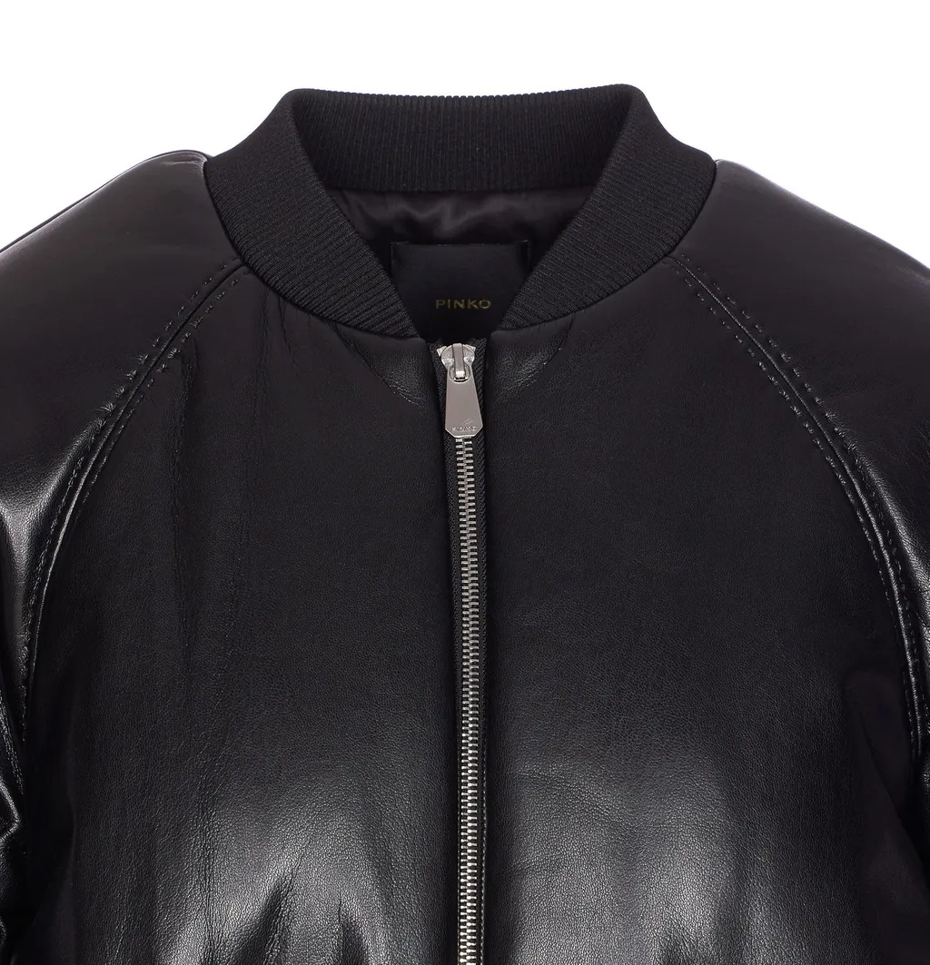 Pinko Brodo Short Leather-Effect Bomber Jacket