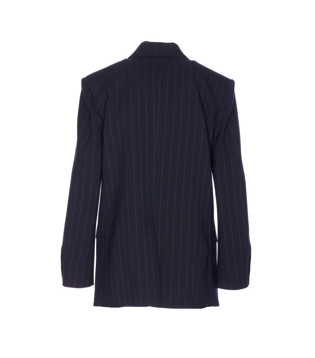 Pinko Double-Breasted Pinstriped Blazer