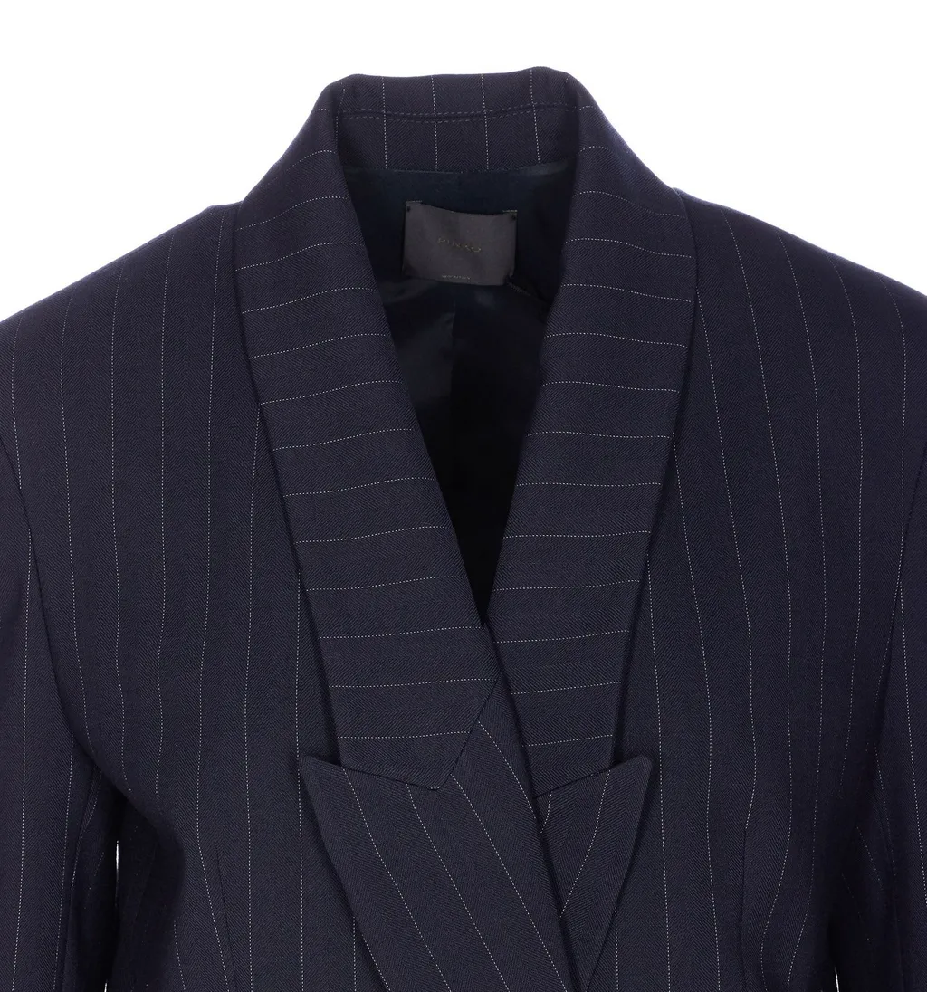 Pinko Double-Breasted Pinstriped Blazer