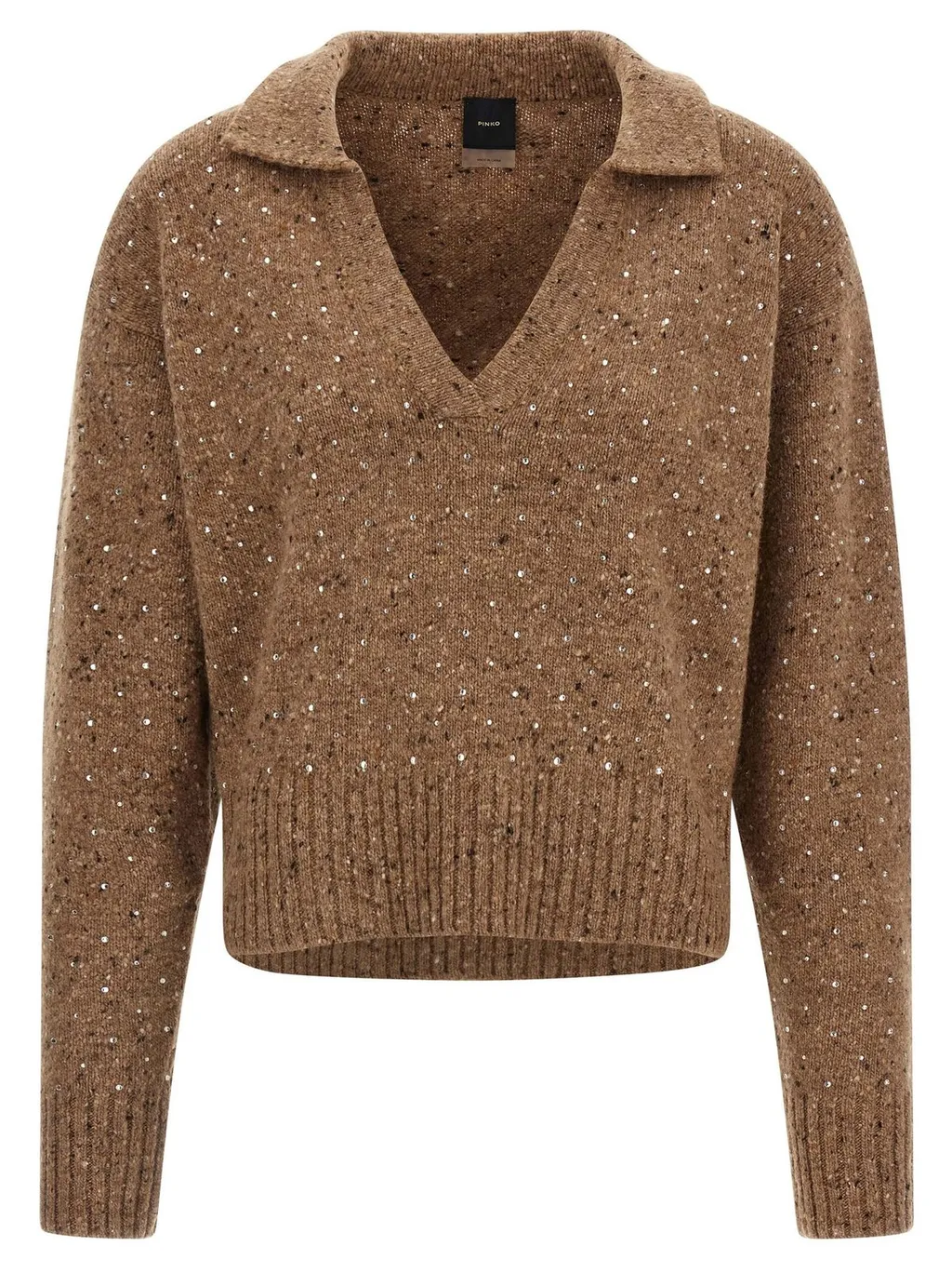 Pinko Nibani Sequin Embellished Polo Jumper