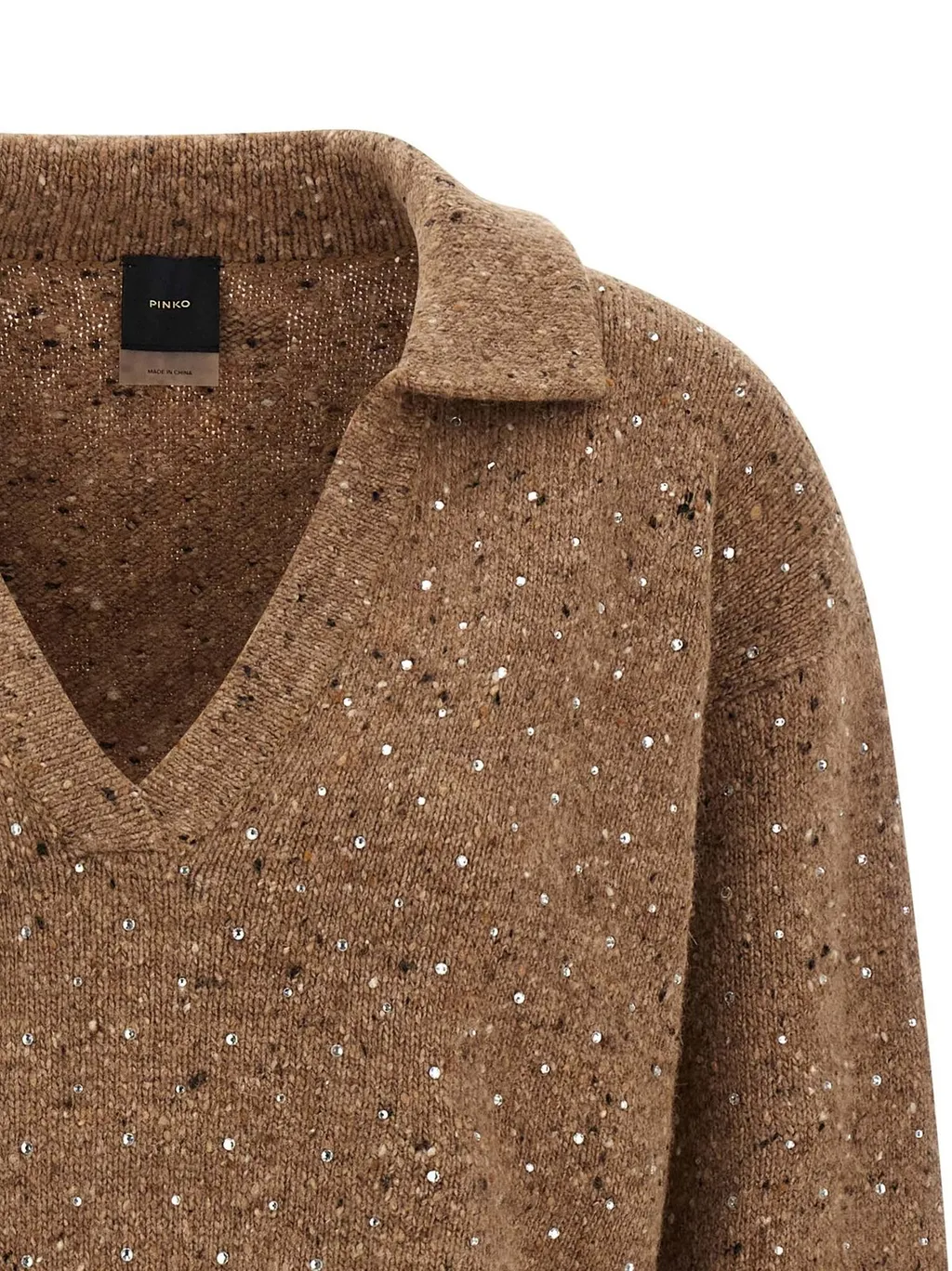Pinko Nibani Sequin Embellished Polo Jumper