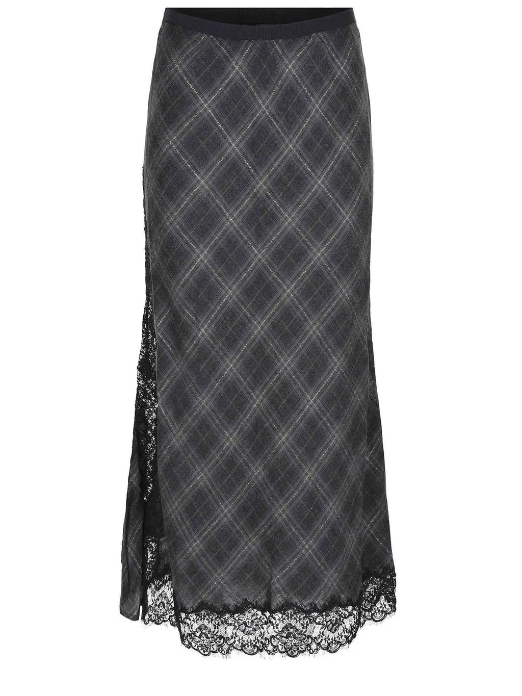 Pinko Lace-Detailed Checked Long Skirt