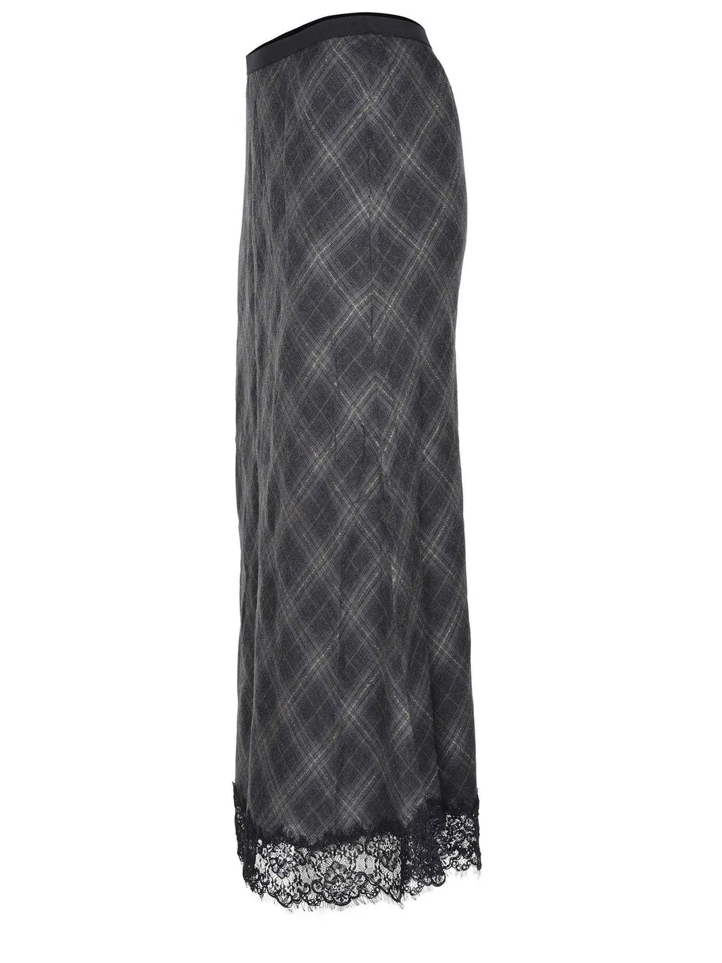 Pinko Lace-Detailed Checked Long Skirt