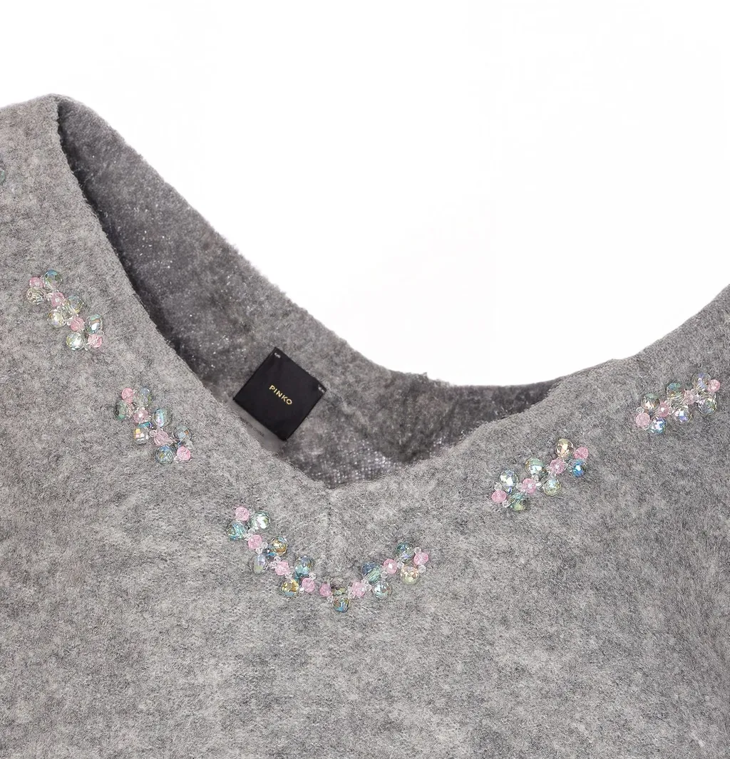 Pinkov-Neck Embellished Jumper