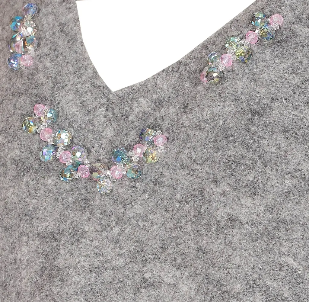 Pinkov-Neck Embellished Jumper