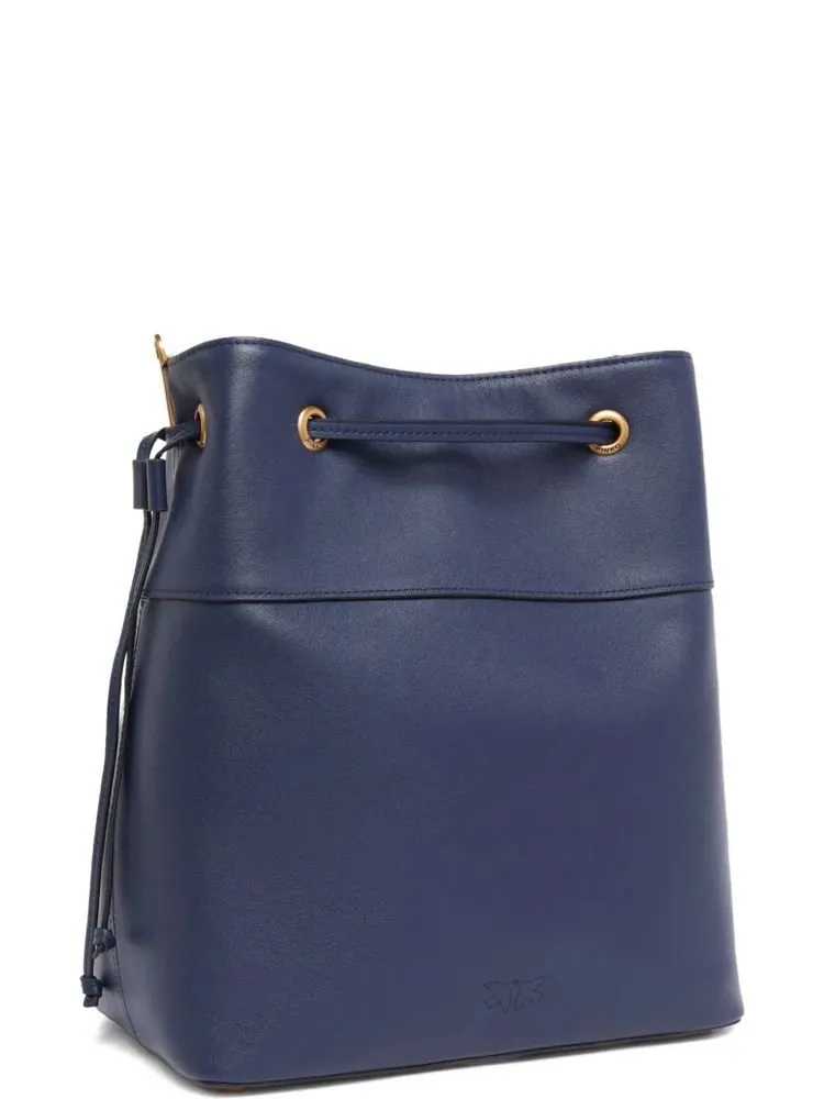 Pinko Love Birds Logo Drawstring Medium Bucket Bag