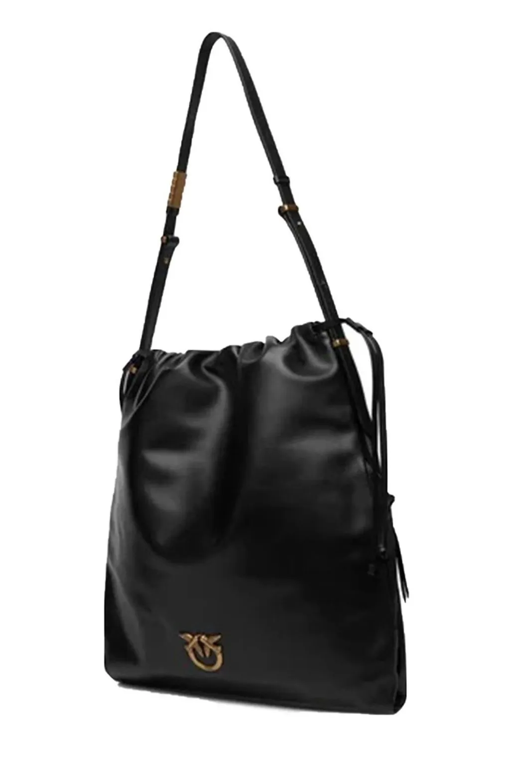 Pinko Logo Plaque Drawstring Satchel Bag