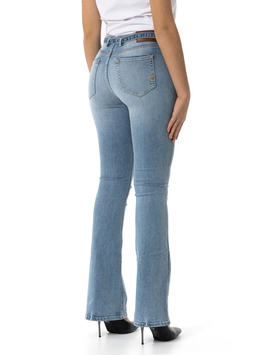 Pinko Flared Bird-Logo Belt Jeans