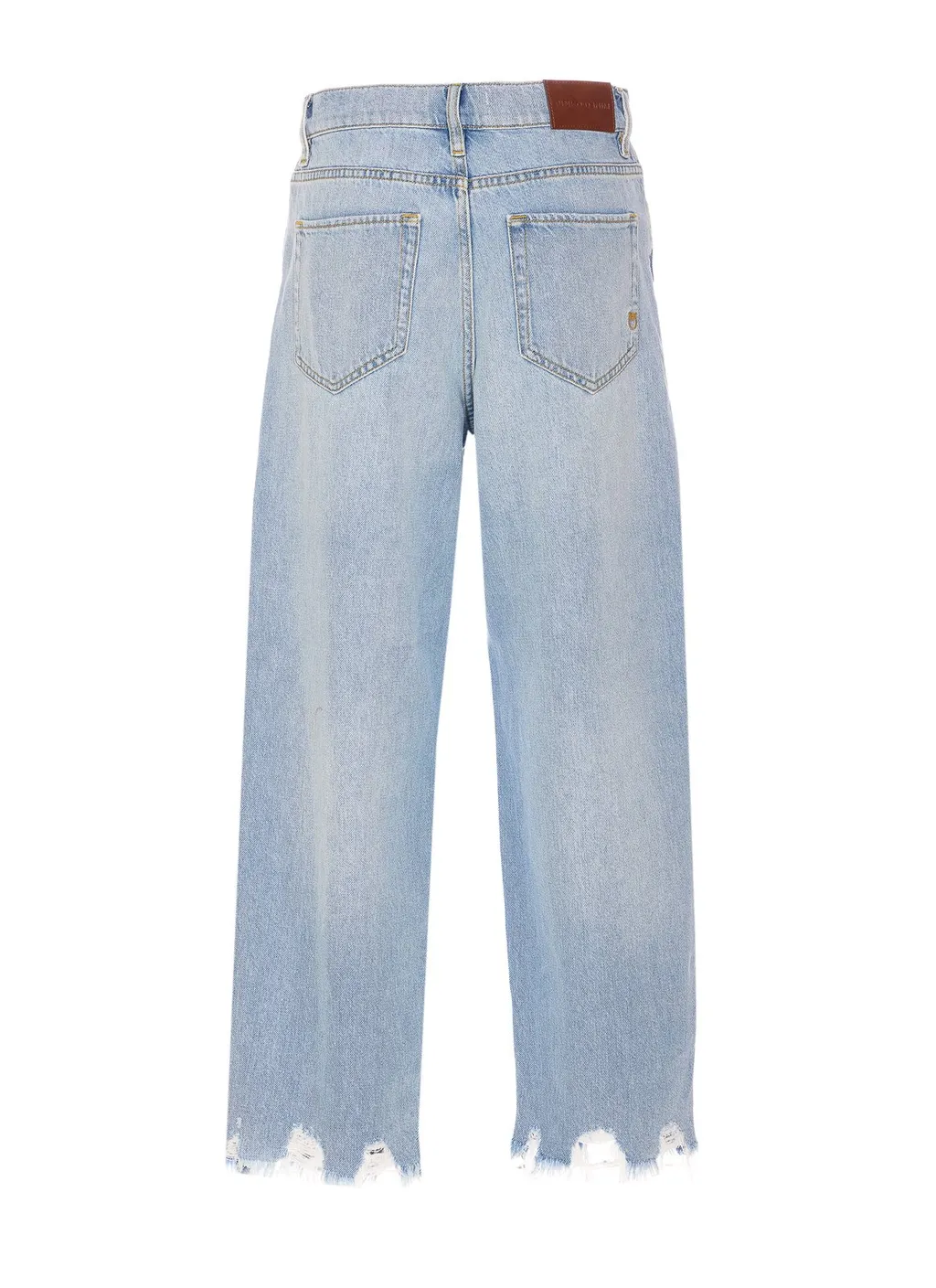 Pinko Estelle Egg Fringed Hem Detailed Wide-Leg Jeans