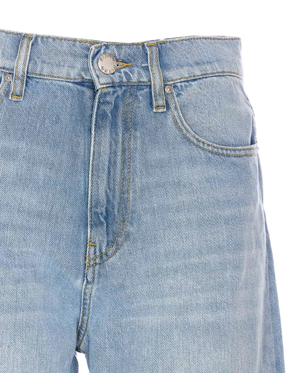 Pinko Estelle Egg Fringed Hem Detailed Wide-Leg Jeans