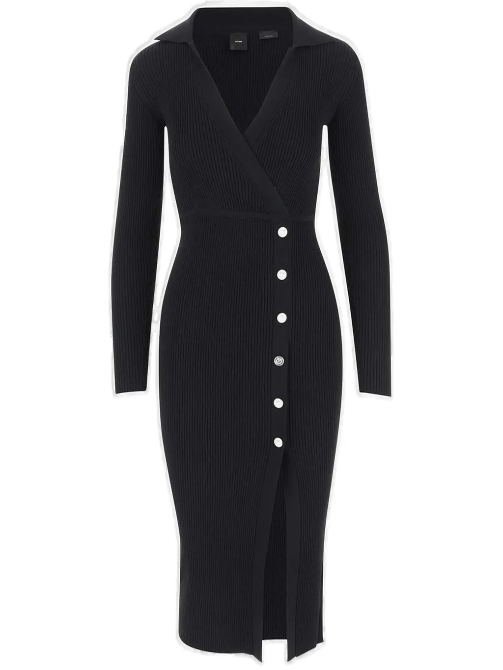 Pinko Fine-Ribbed Wrapped Midi Dress