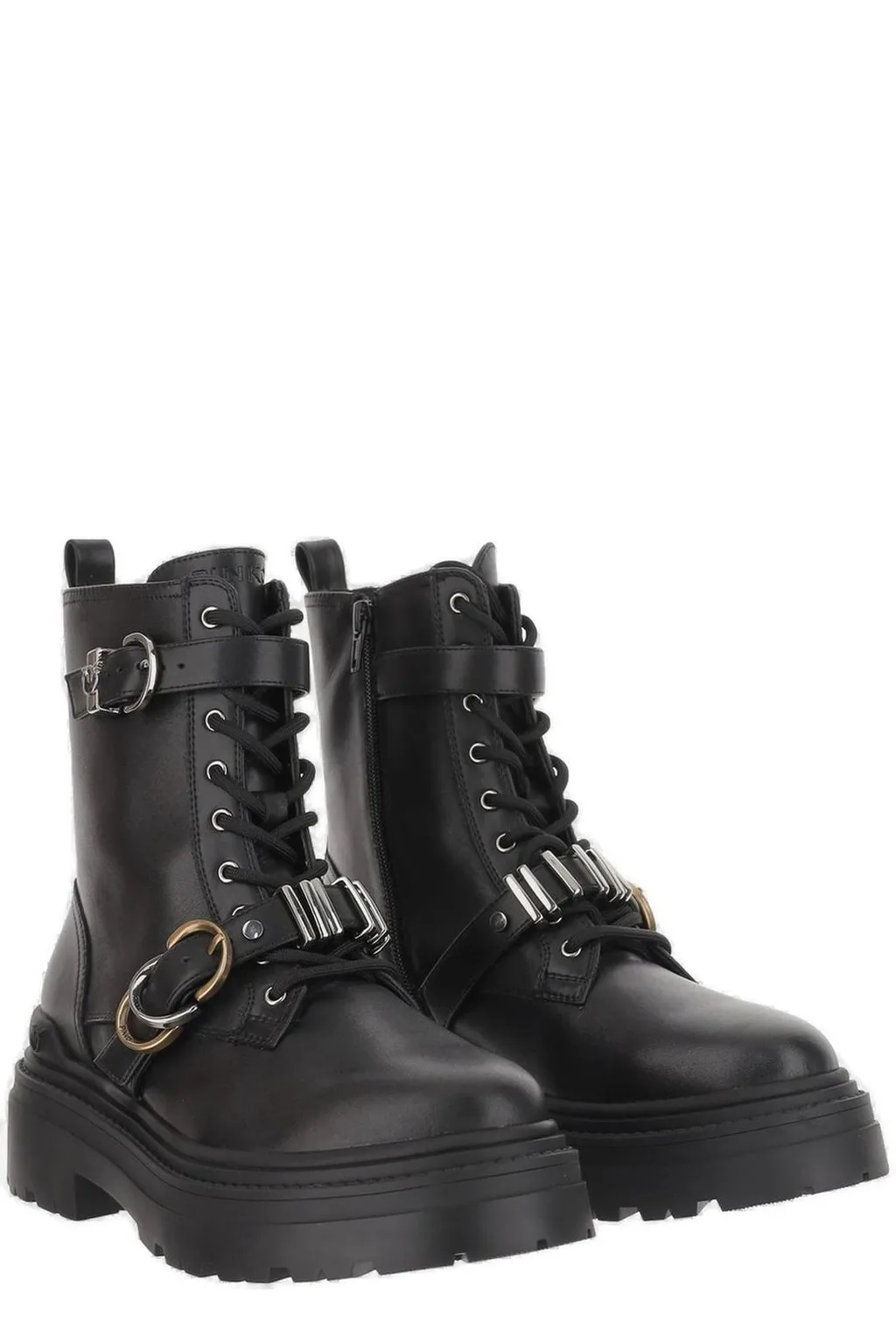 Pinko Round-Toe Lace-Up Boots