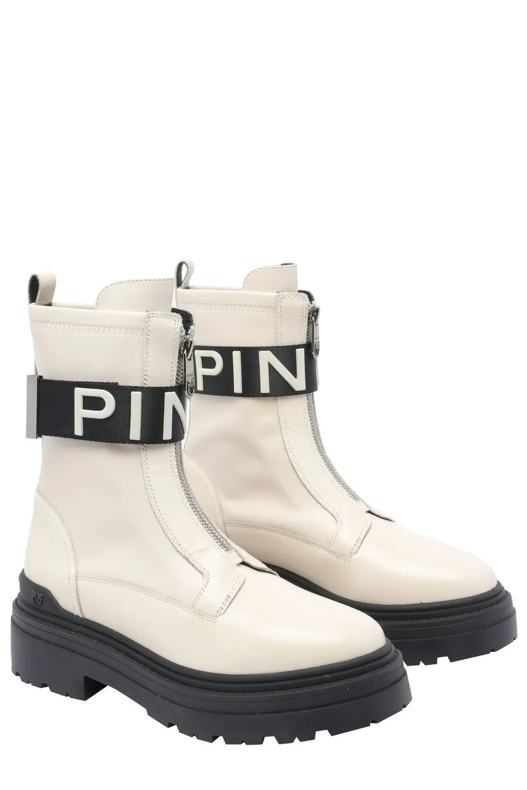 Pinko Logo Detailed Zipped Ankle Boots