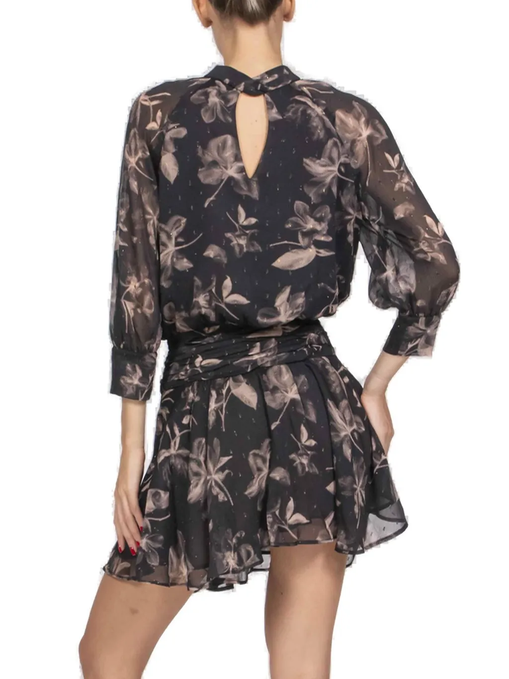 Pinko Floral Printed Three-Quarter Sleeved Dress