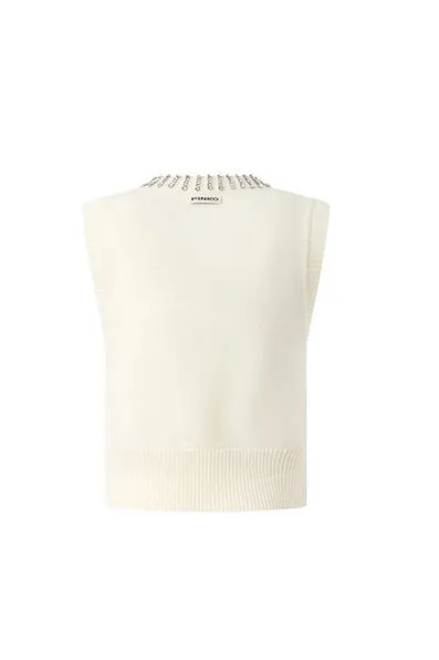 Pinko V-Neck Embellished Knitted Vest
