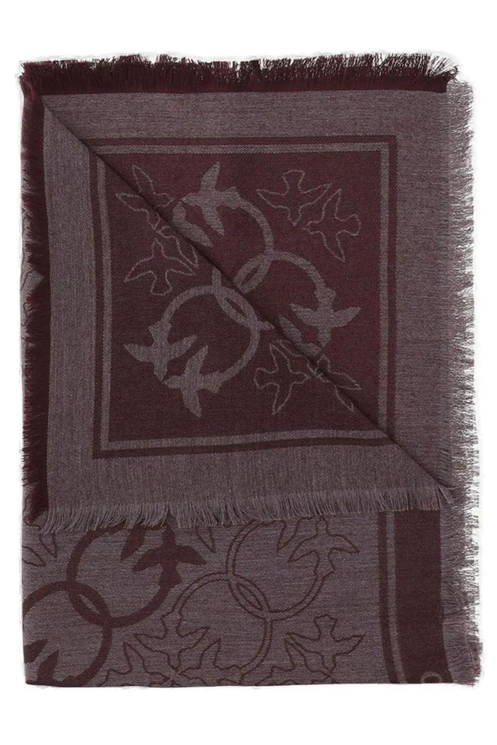Pinko Love-Birds Pattern Fringed Scarf