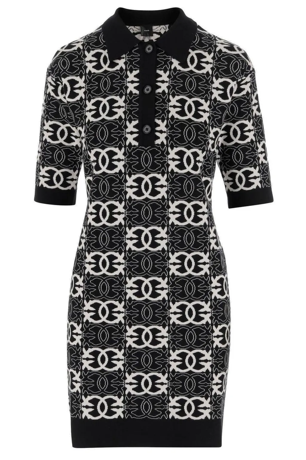 Pinko All-Over Patterned Polo Neck Dress