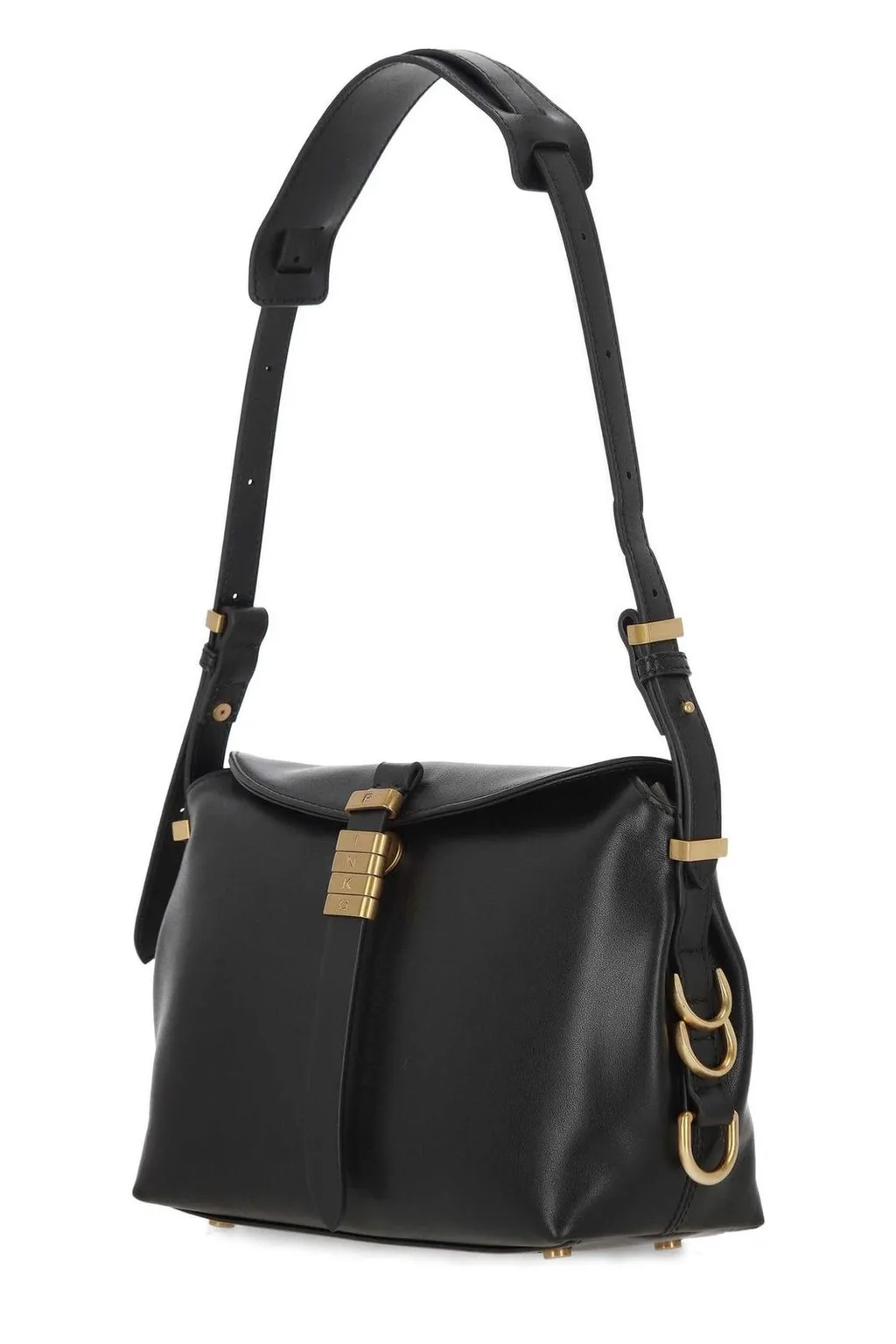 Pinko Saddle Bag Baguette Small Leather Shoulder Bag