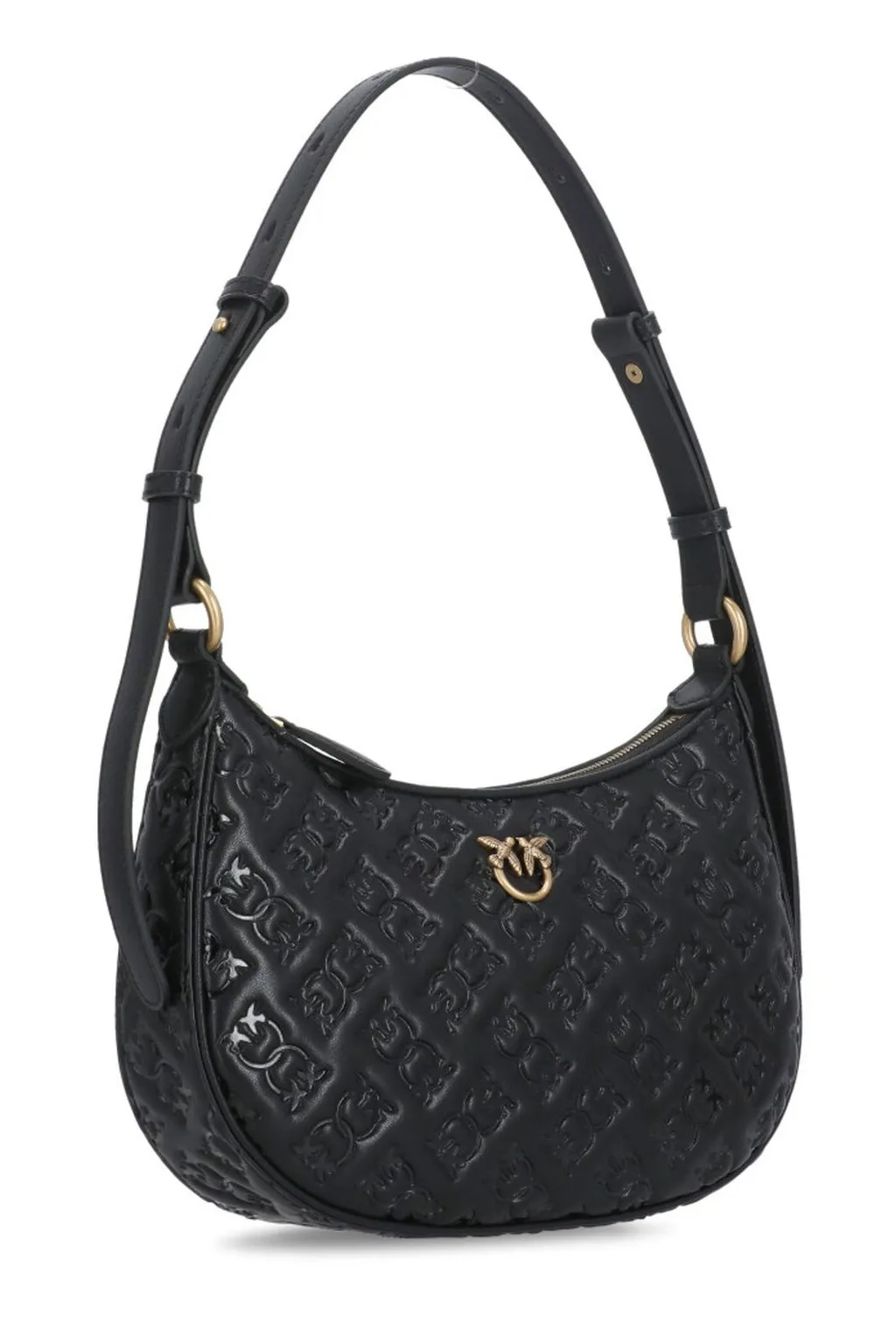 Pinko Love Logo Plaque Zip-Up Shoulder Bag