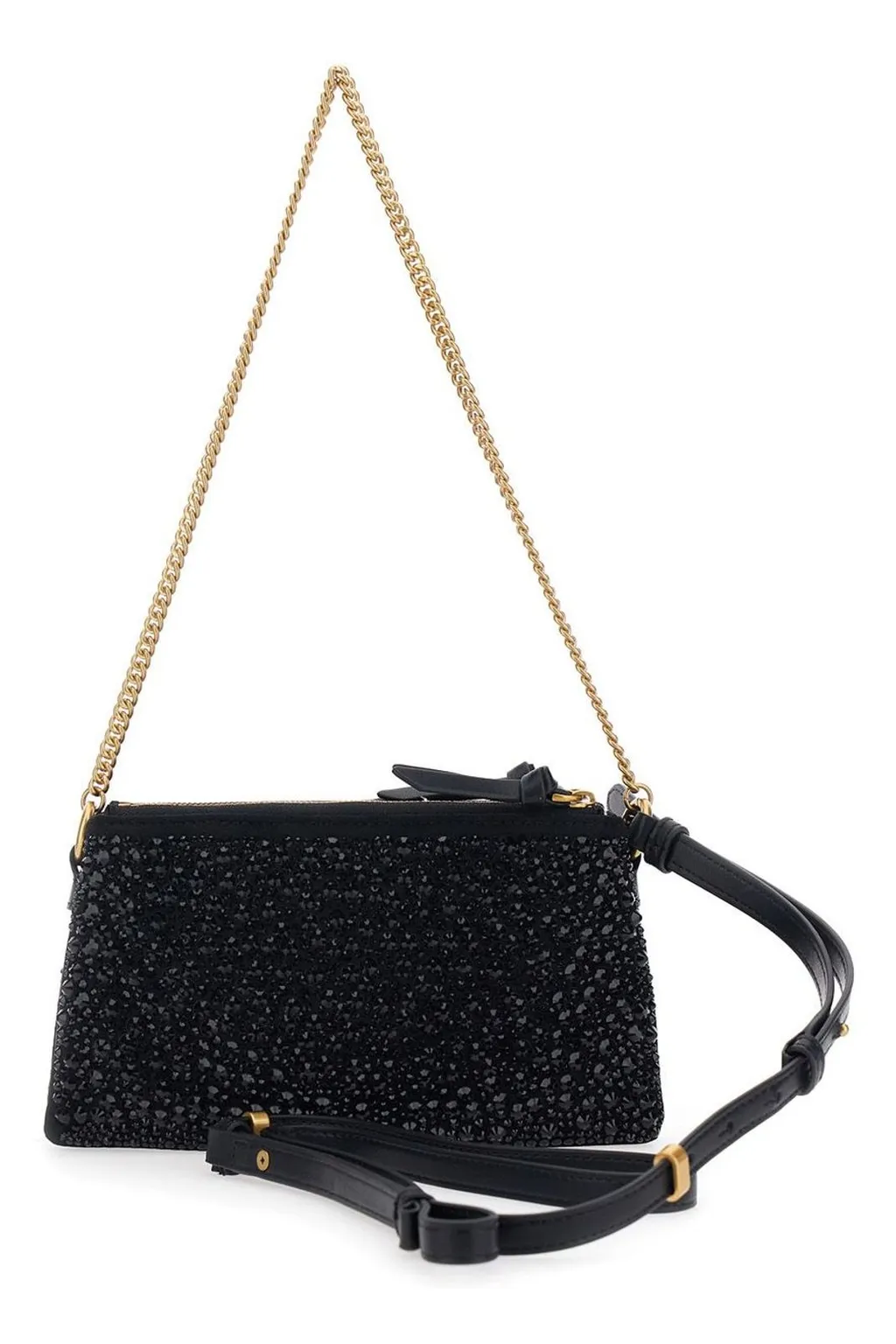 Pinko Mini Double Bag Fully Embellished Shoulder Bag