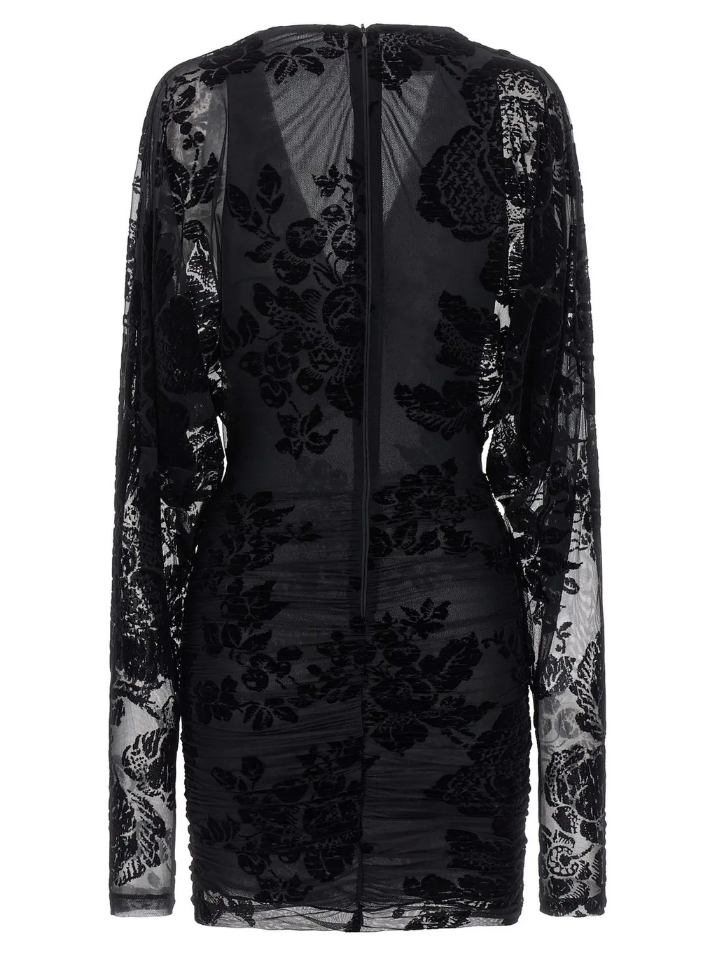Pinko Roulette Lace Detailed Long-Sleeve Dress
