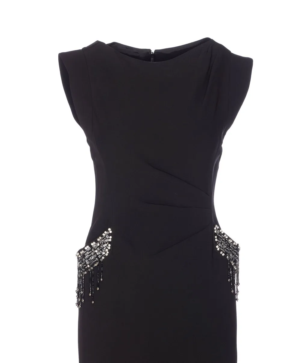 Pinko Bejewelled Embroidery Slim-Fit Dress