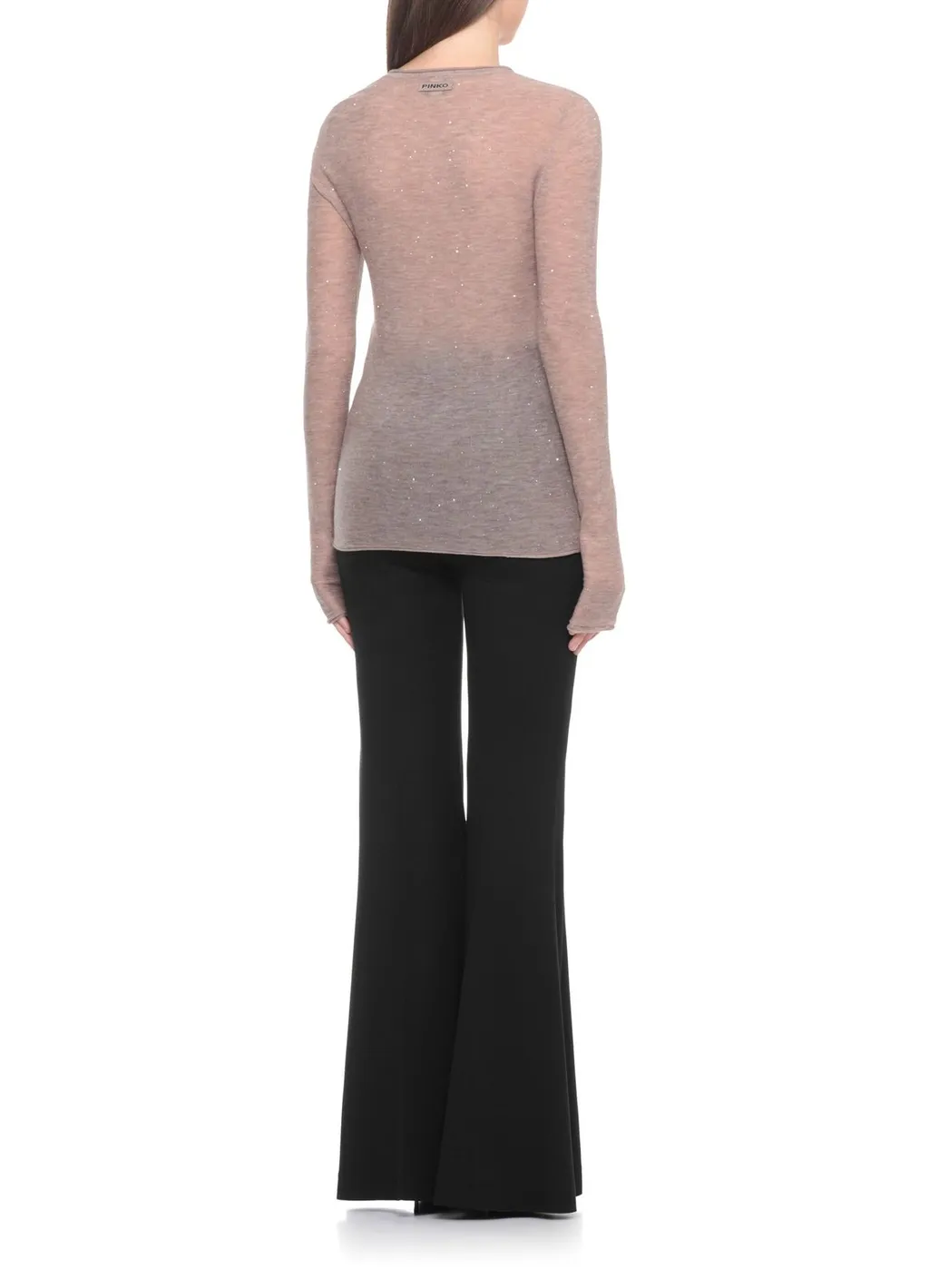 Pinko Long-Sleeved Knitted Sheer T-Shirt
