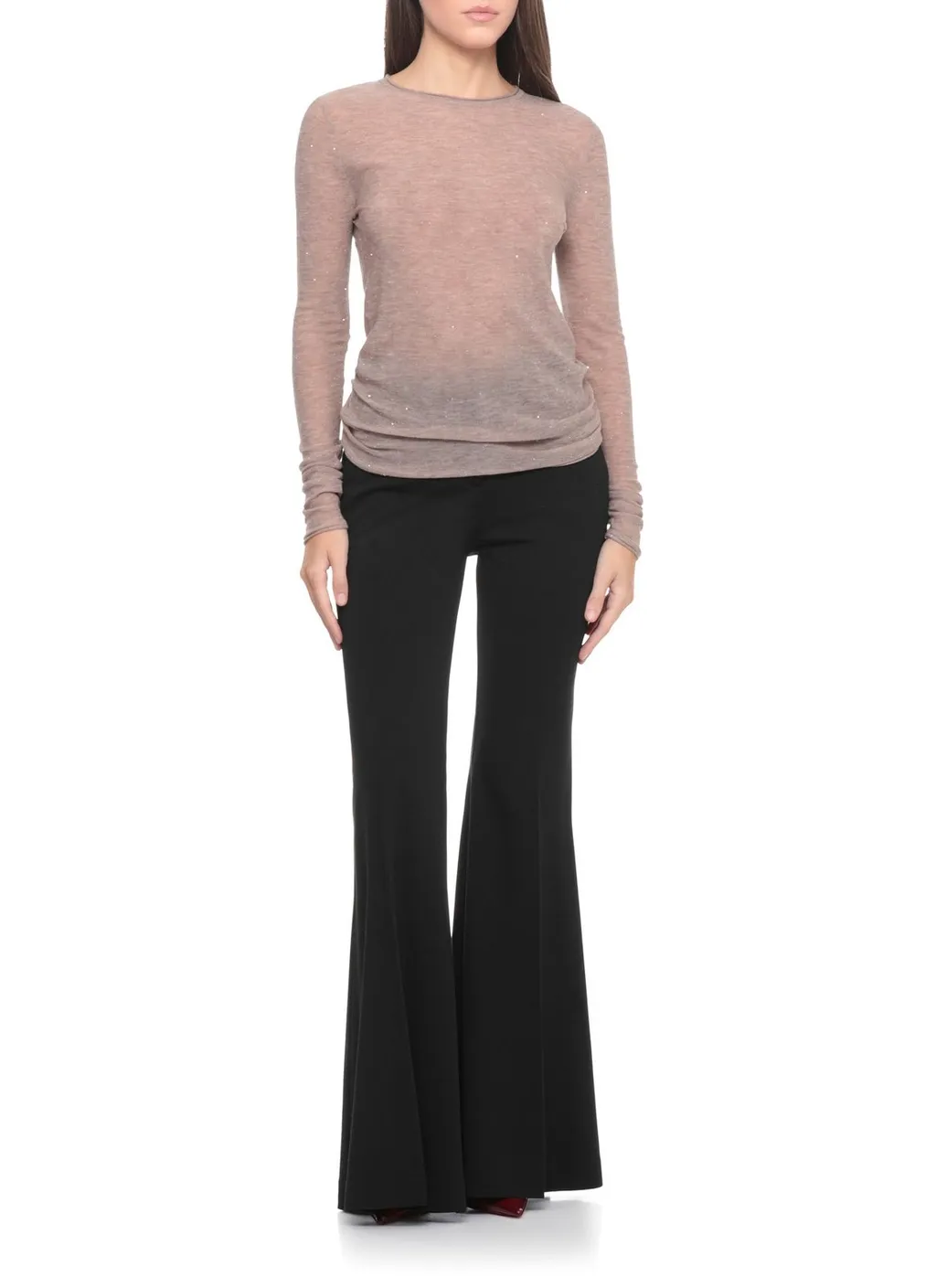 Pinko Long-Sleeved Knitted Sheer T-Shirt