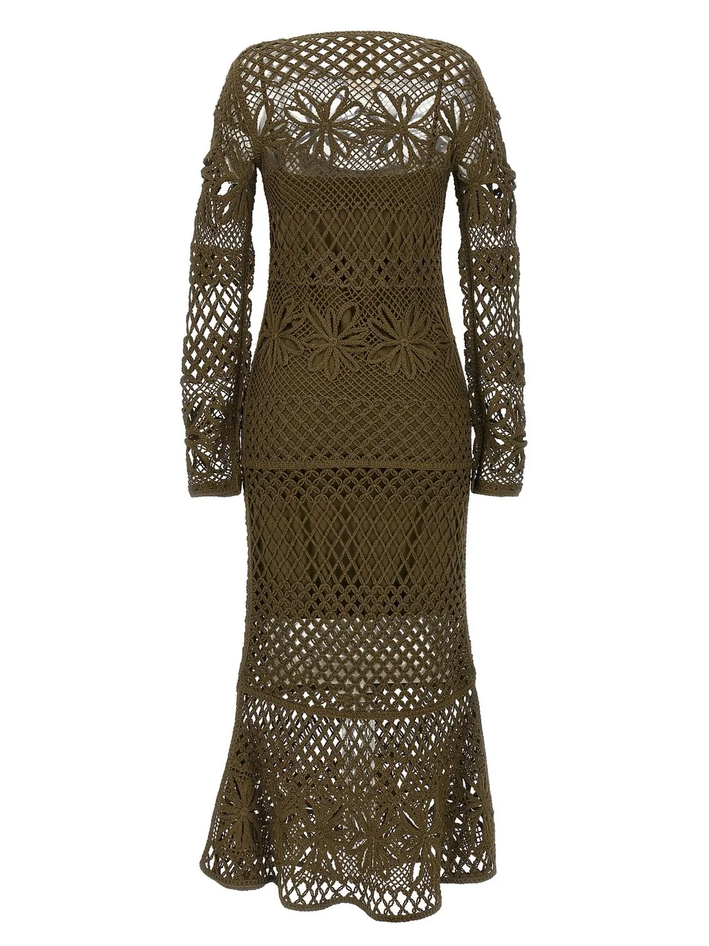 Pinko Ortles Long Openwork Crochet Dress