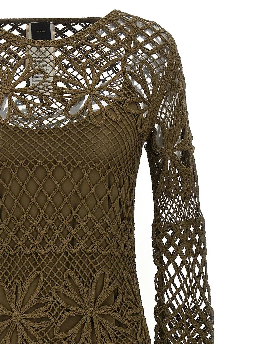 Pinko Ortles Long Openwork Crochet Dress
