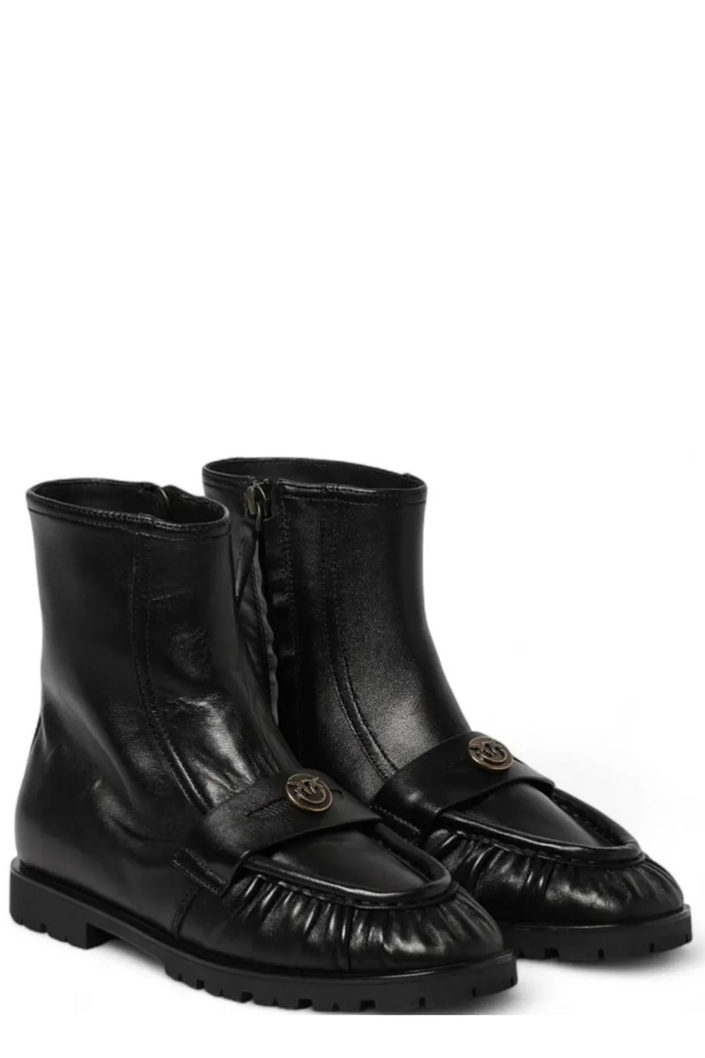 Pinko Love Birds Logo Plaque Booties