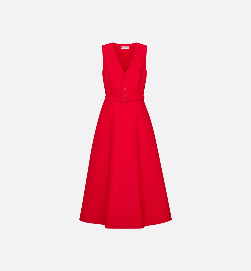 Mid-Length Flared Dress With Belt