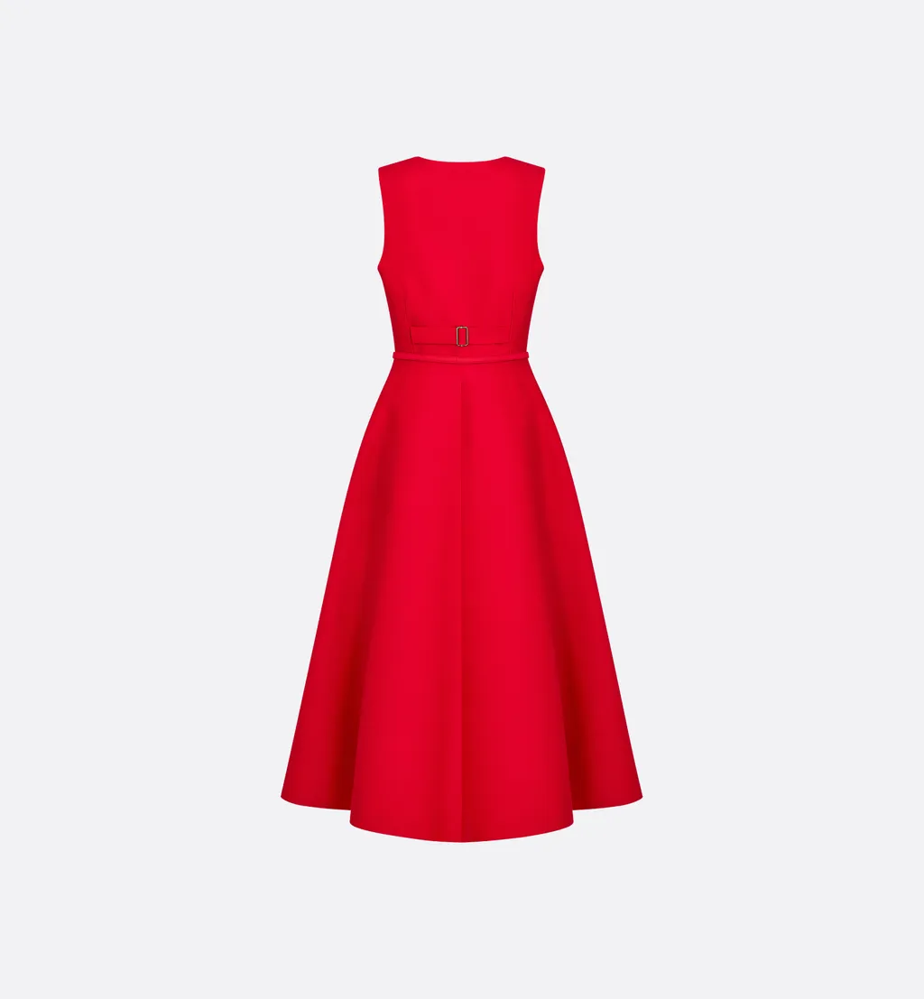 Mid-Length Flared Dress With Belt
