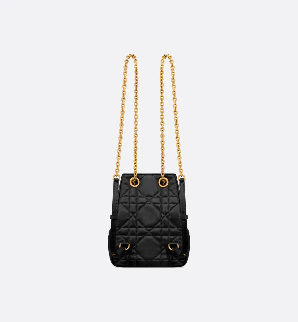 Small Dior Caro Multicarry Backpack With Chain