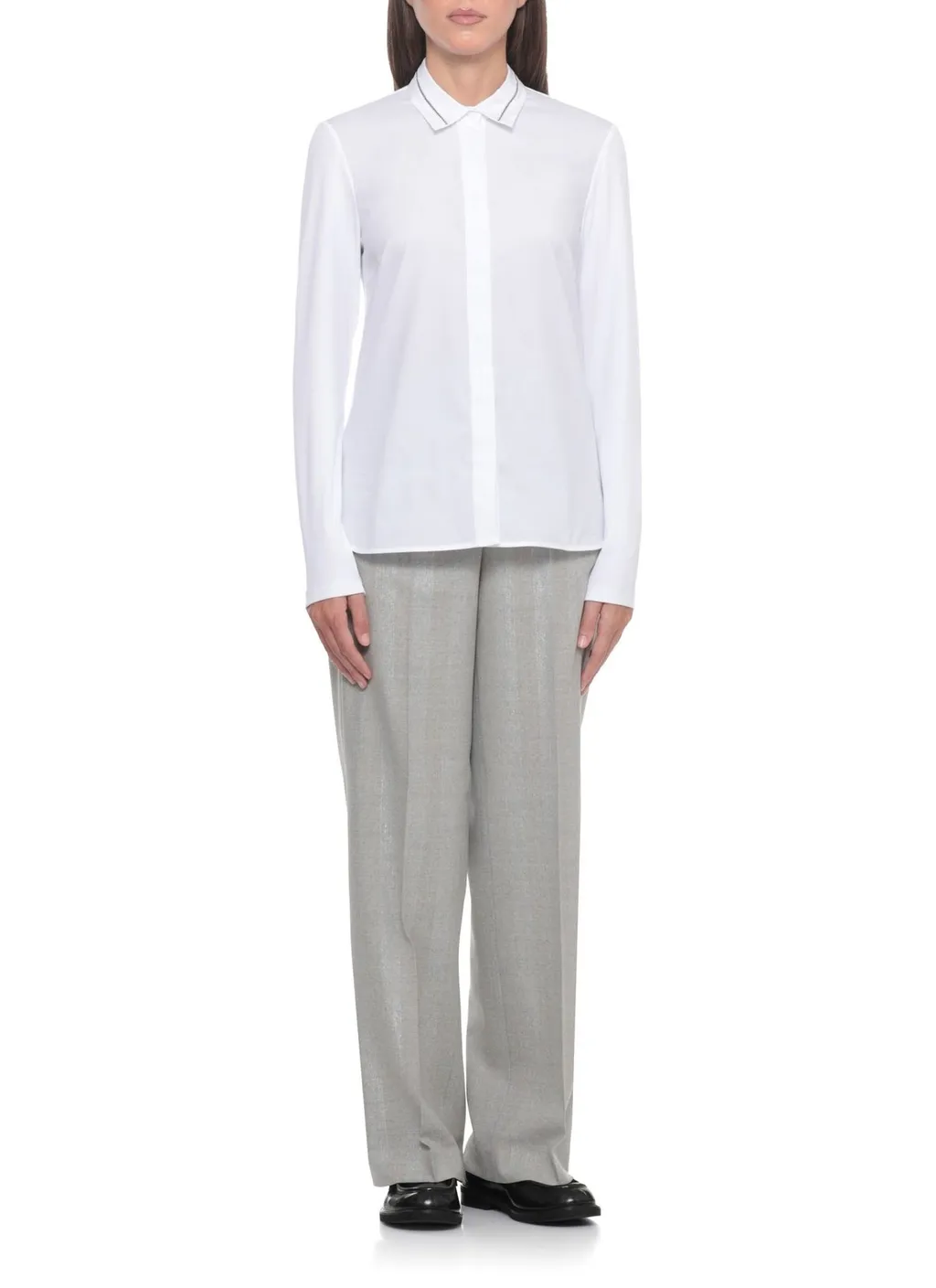 Peserico Contrast-Collar Long-Sleeve Shirt