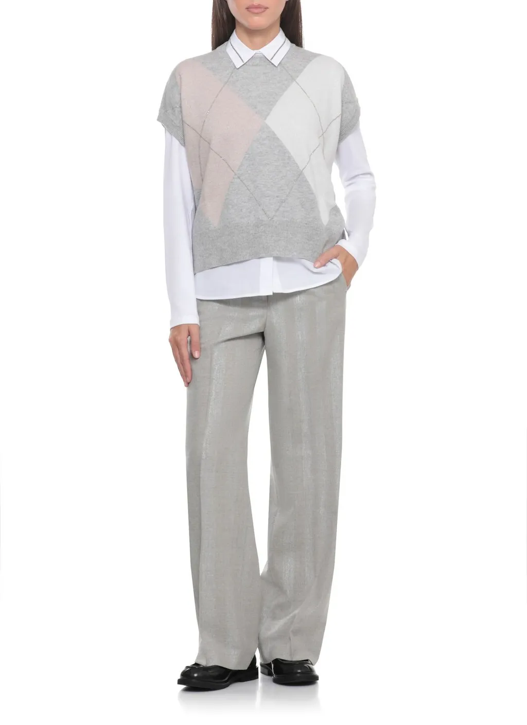 Peserico Contrast-Collar Long-Sleeve Shirt