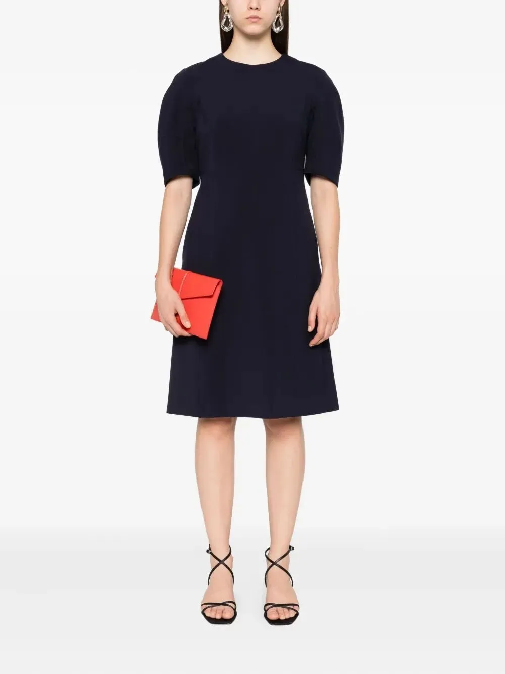 Peserico Puff-Sleeve Midi Dress