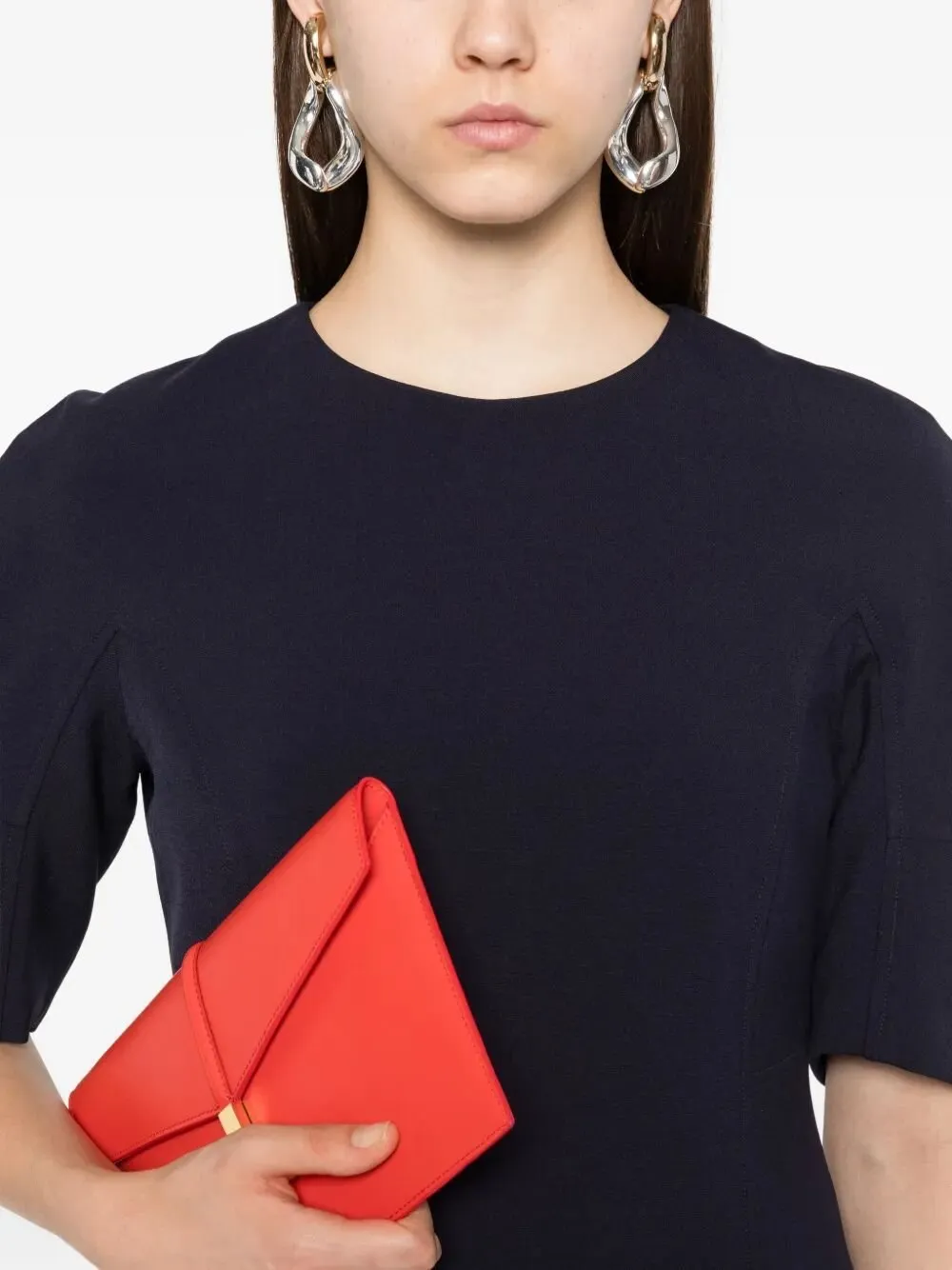 Peserico Puff-Sleeve Midi Dress
