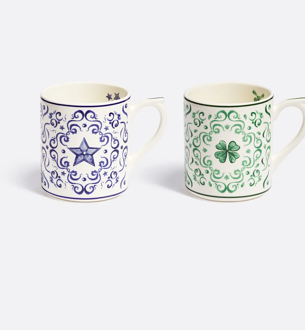 Set Of Two Mugs, Clover And Star