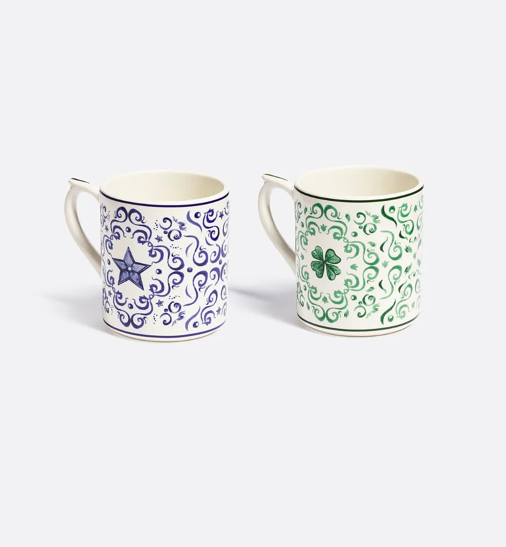 Set Of Two Mugs, Clover And Star