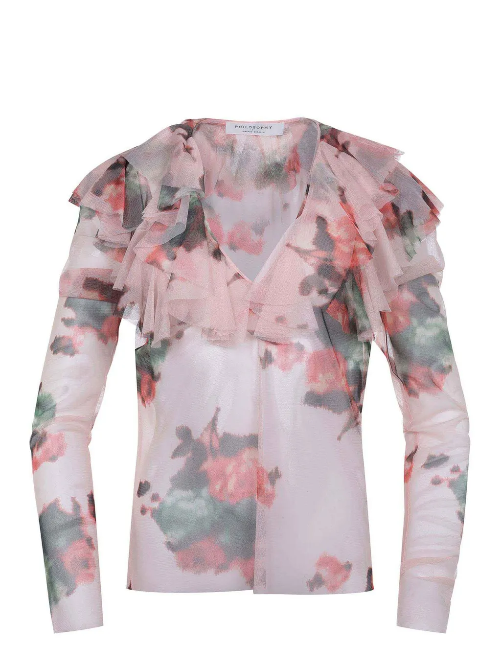 Philosophy Di Lorenzo Serafini Tulle Flower Printed Blouse