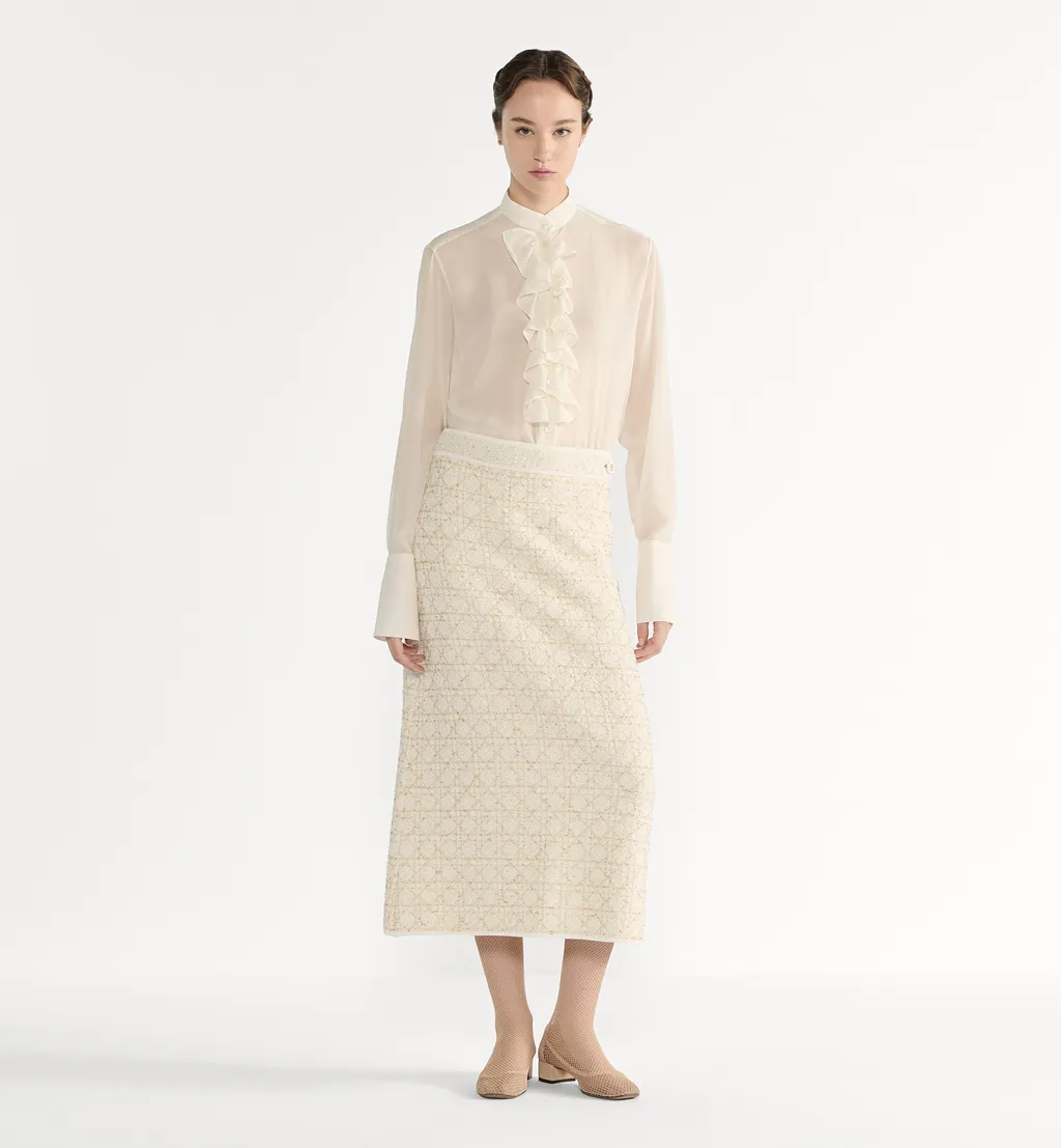 Blouse With Ruffled Neckline