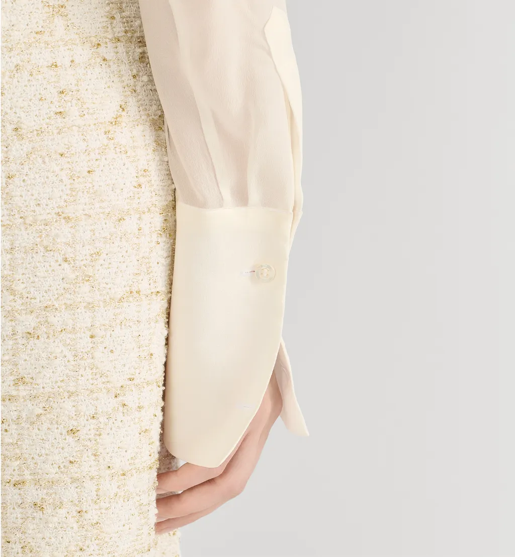 Blouse With Ruffled Neckline