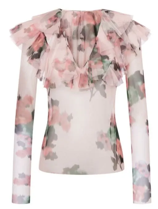 Philosophy Di Lorenzo Serafini Tulle Flower Printed Blouse