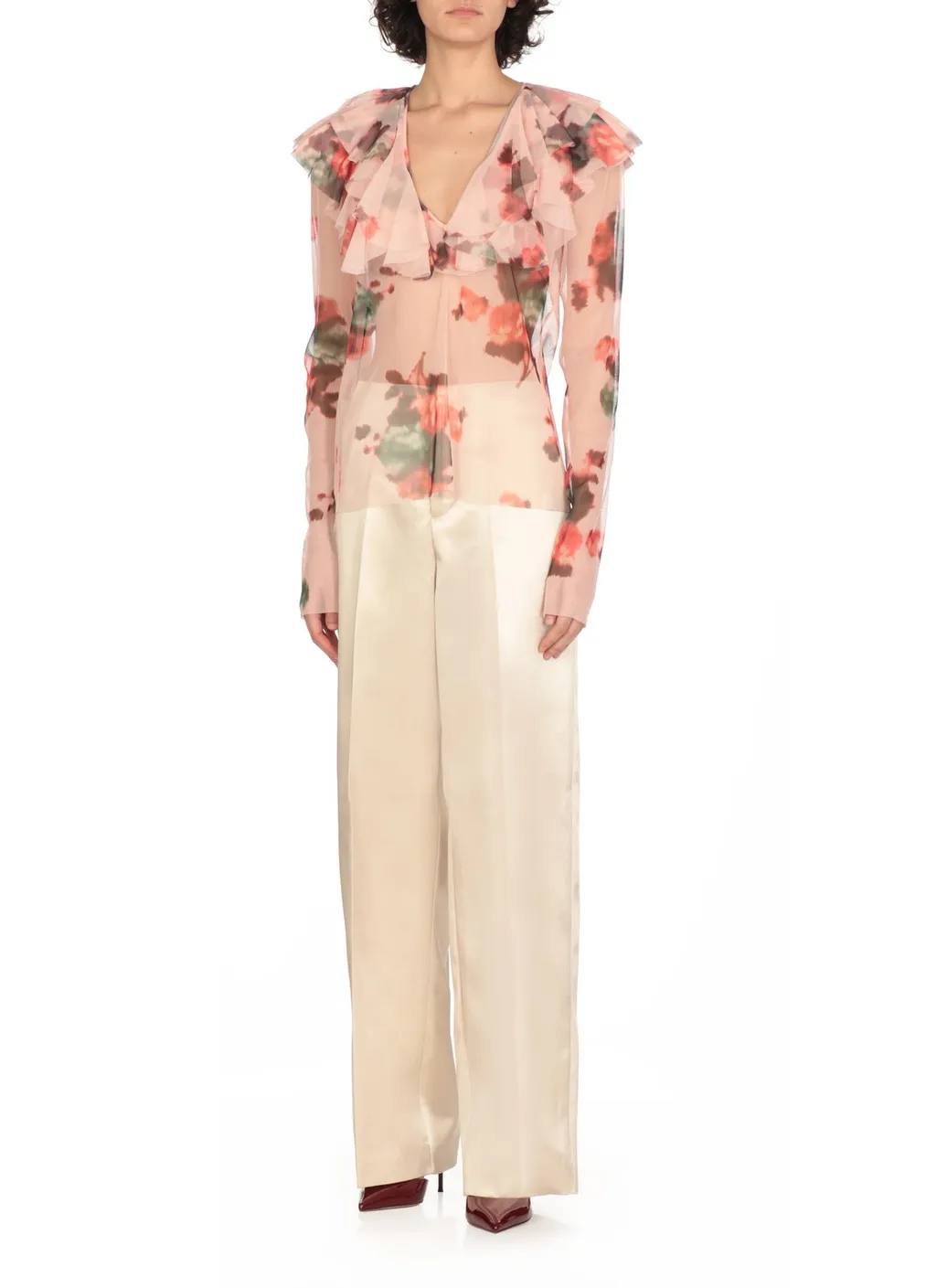 Philosophy Di Lorenzo Serafini Tulle Flower Printed Blouse