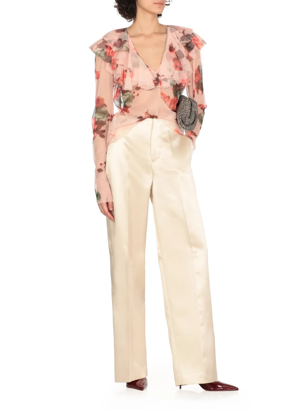 Philosophy Di Lorenzo Serafini Tulle Flower Printed Blouse