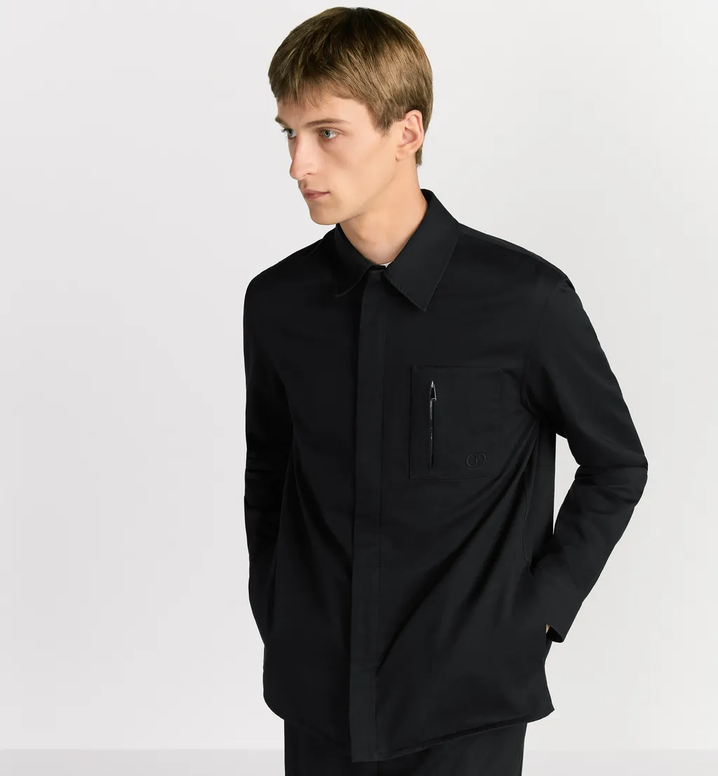 Zipped Shirt With Cd Icon Embroidery