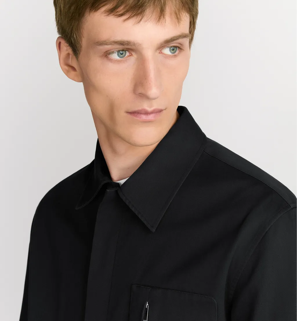 Zipped Shirt With Cd Icon Embroidery