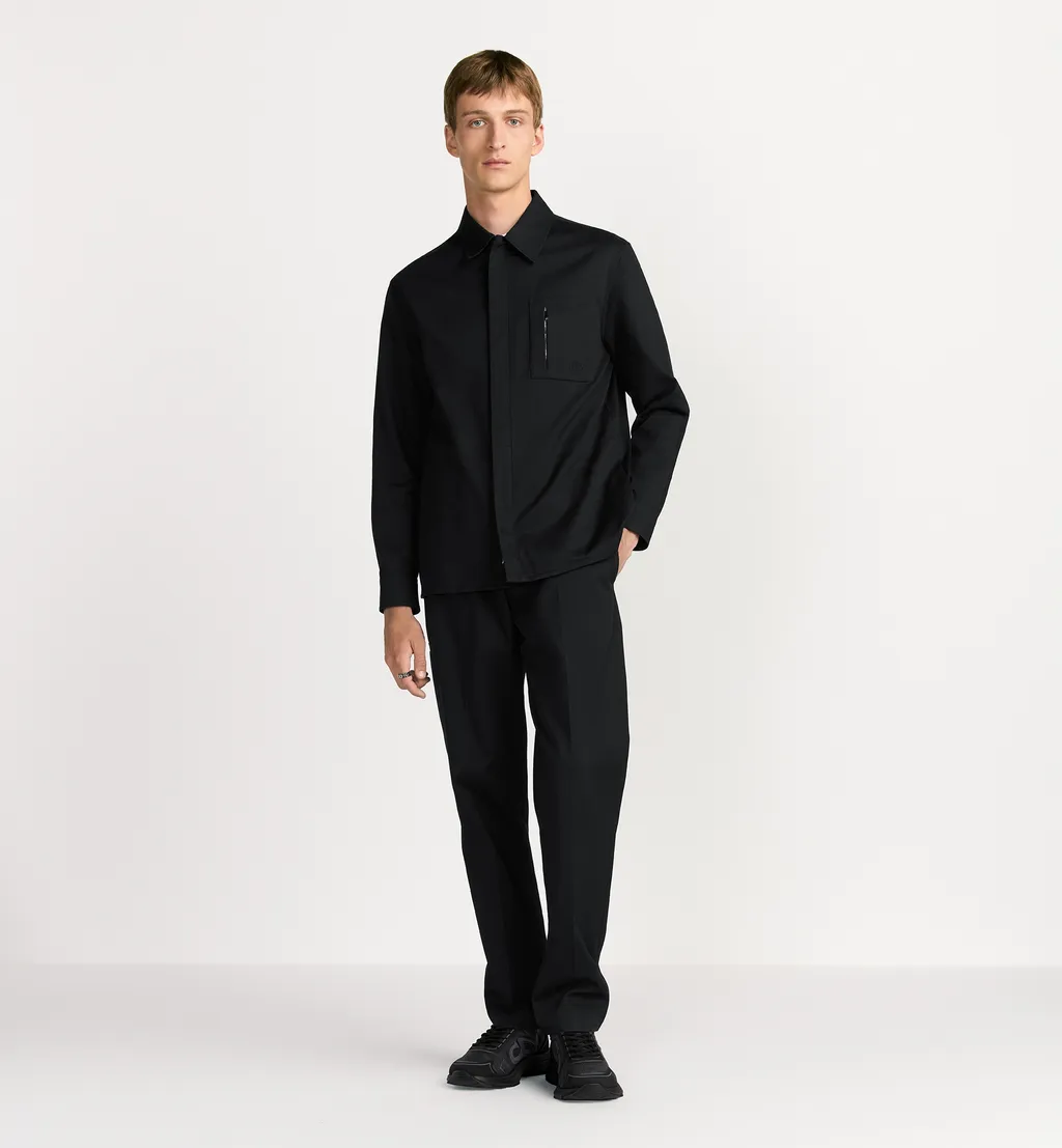 Zipped Shirt With Cd Icon Embroidery